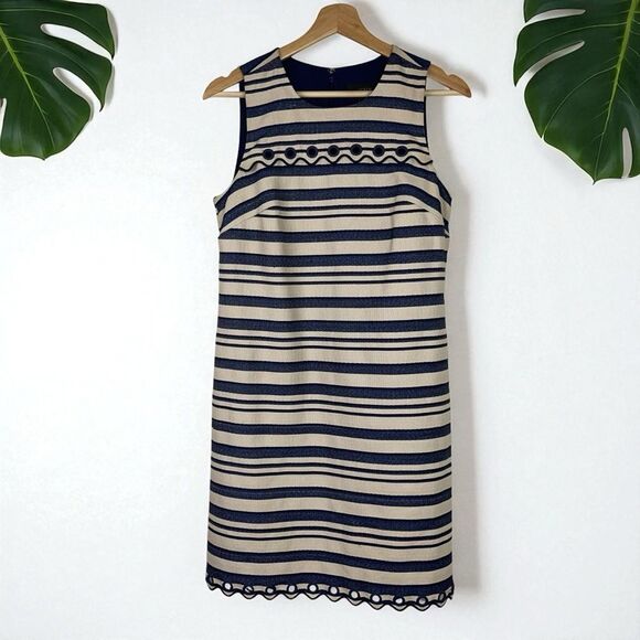 J. Crew Striped Scalloped Shift Dress with Grommets - Picture 5 of 10